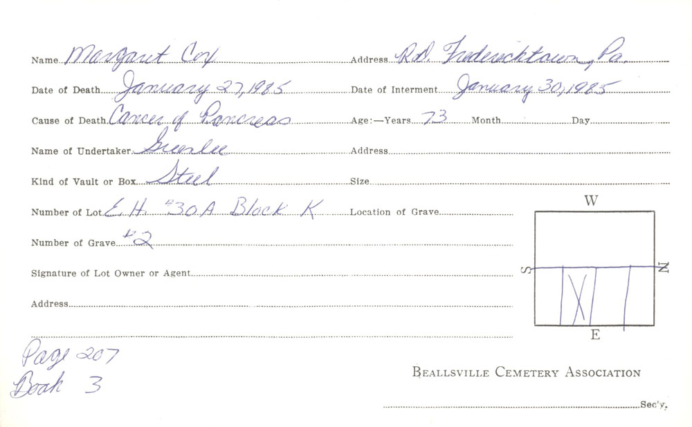 burial card